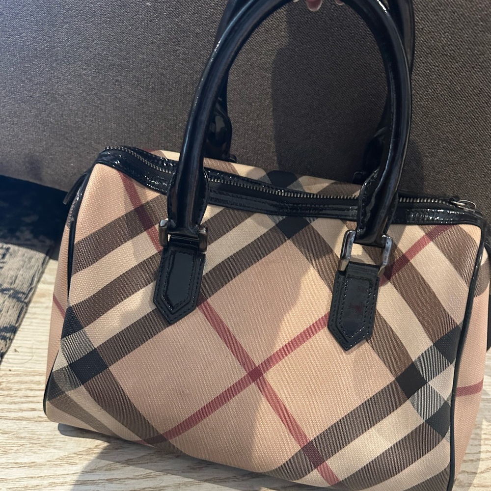 Vintage Burberry Tan and Black Speedy with Iconic Check Pattern Pre Owned
